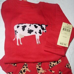 NWT Leveret 2 Piece Pajama Set Long Sleeved Cow Theme Size 4 Years